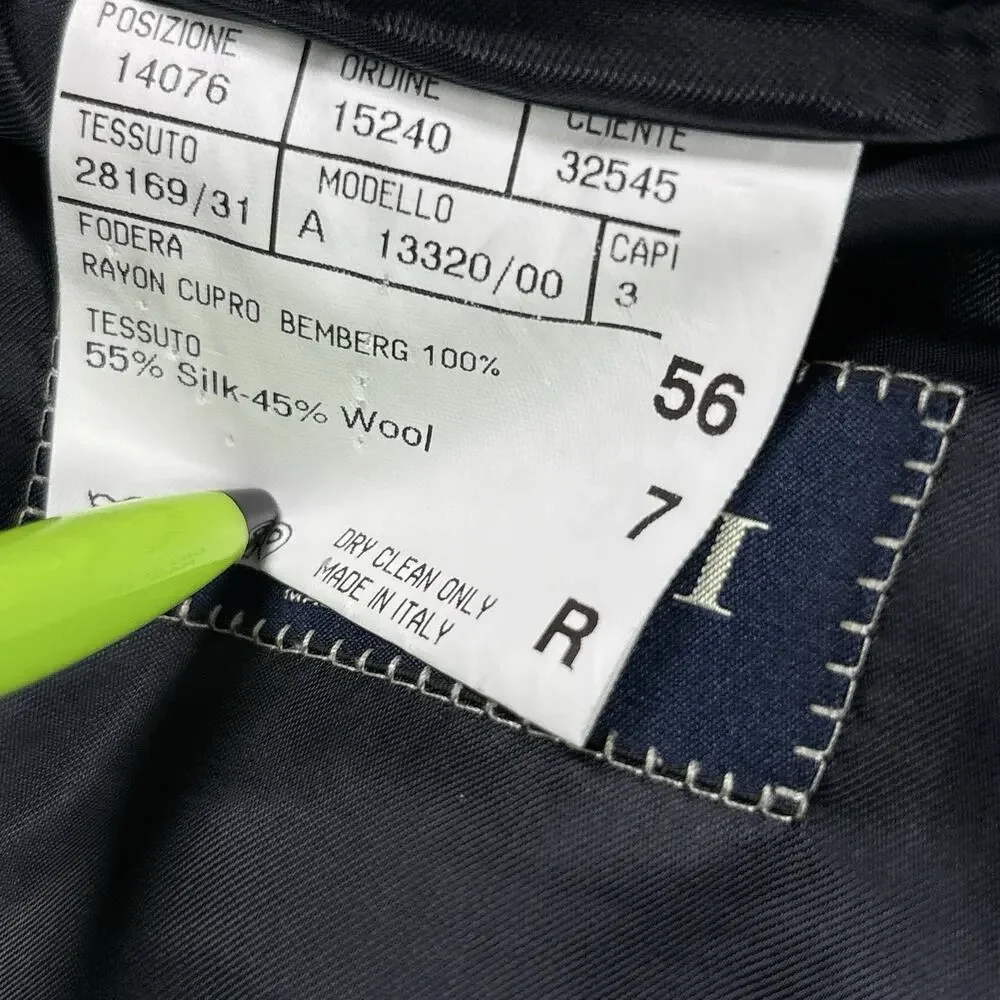 Canali Silk Wool Blazer Mens 46R US (56R Italy) Black Check Sport Coat Jacket